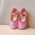 thumbnail image 5 of GiLiling Girls Mary Jane Flats, Glittery Sequin Upper Adjustable Strap, Soft Non-Slip Sole Sandals for Parties Weddings (Pink, 2.5-3 Years), 5 of 7