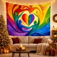 thumbnail image 3 of Rainbow Heart Cradled by Abstract Figures, Inspirational Abstract Style for Art Lovers, Colorful Wall Art, Friendship Gift, Tapestry Wall Hanging for Bedroom and Dorm, 3 of 7