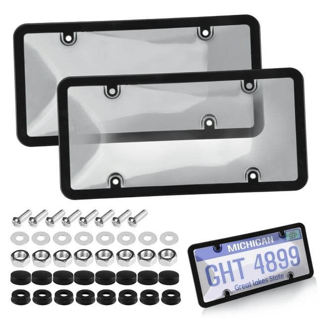 Tinted License Plate Covers Frame Shield Combo fits Any Standard US