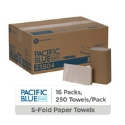 Pacific Blue Basic® S-Fold Recycled Paper Towels by GP PRO (Georgia-Pacific), Brown, 23504, 9.9” x 9.2” (LxW), 250 Towels Per Pack, 16 Packs Per Case