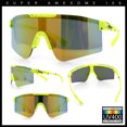 thumbnail image 2 of Xloop Boys Child Size MTB Shield Color Mirror Rimless Plastic Sport Sunglasses [Yellow - Yellow Mirror], 2 of 7