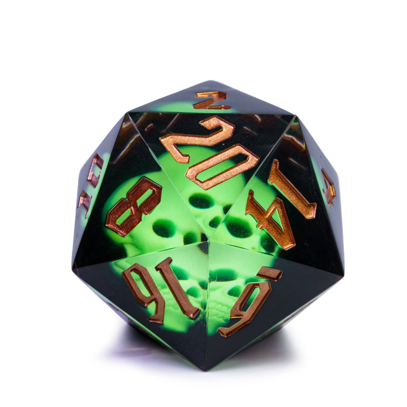 Cusdie 55MM D20 DND Dice Sharp Edges Dice, 20 Sided Resin Skull Dice, Single D20 Polyhedral Dice with Gift Box for Dungeons and Dragons TTRPG Role Playing Game Pathfinder