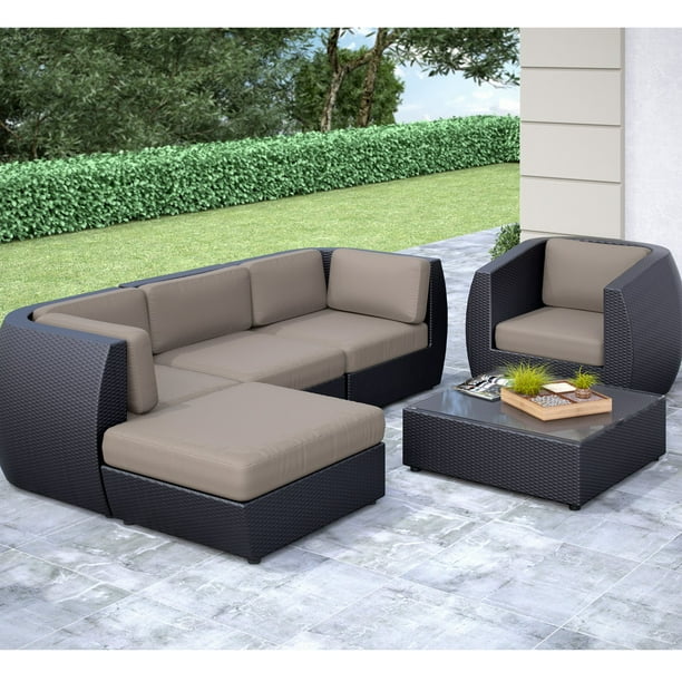 CorLiving Seattle Curved 6-Piece Sofa with Chaise Lounge ...