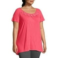 thumbnail image 3 of Just My Size Short-Sleeve Slub-Jersey Women's Tunic with Crochet Trim - OJ247, 3 of 3