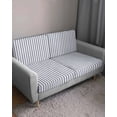 thumbnail image 3 of Navy Blue Striped Couch Cushion Covers Stretch, Washable Sofa Seat Covers Individual Seat Cushion Sofa Slipcovers Navy Blue White Stripes Farmhouse Couch Cover Furniture Protector S-2PCS, 3 of 7