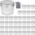 thumbnail image 1 of 4oz Glass Jars With Lids(Silver) Mason Jars glass jars with lids Ideal For Honey Jam Baby Foods Wedding Favor DIY Magnet, 1 of 7
