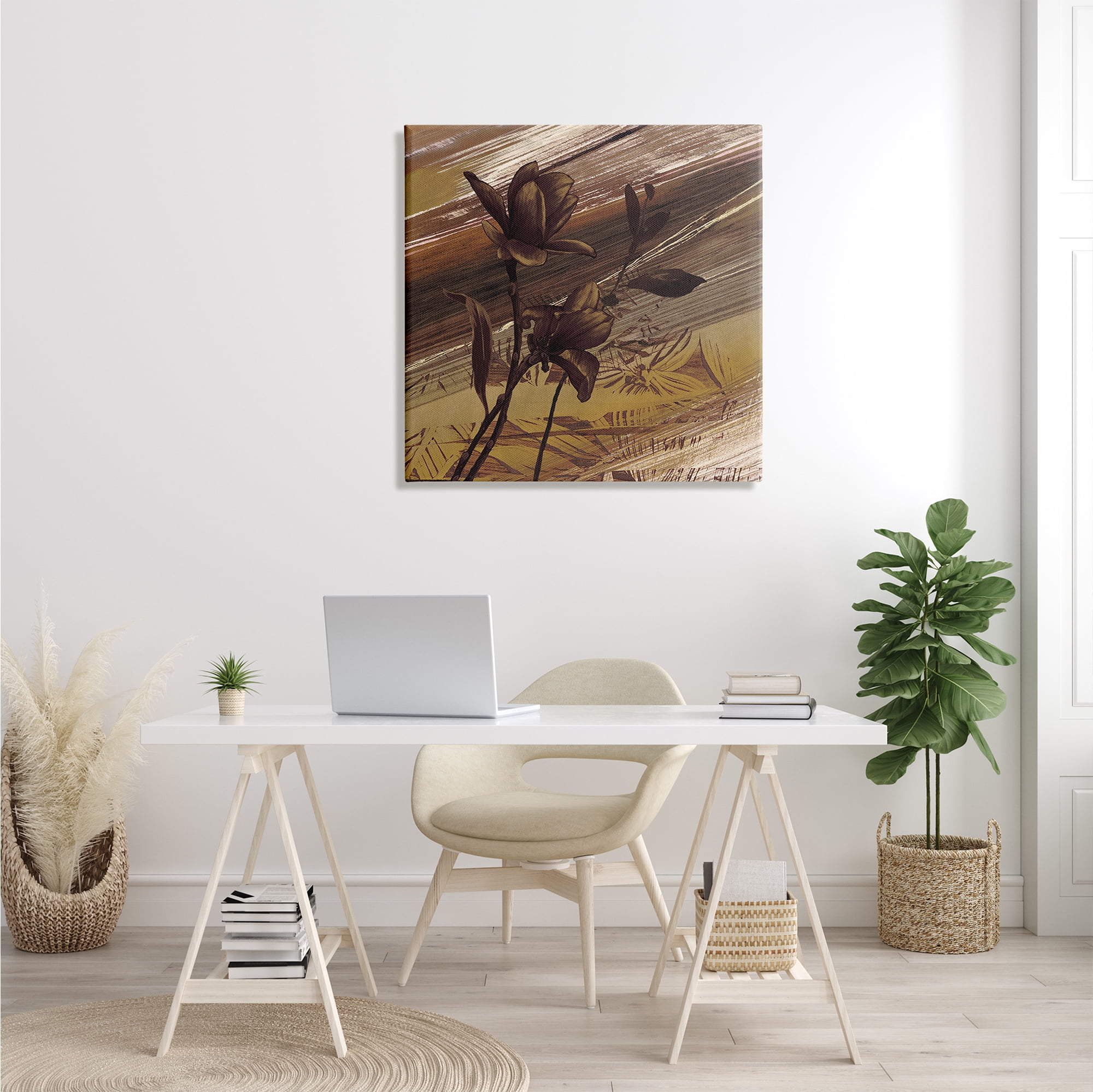 Stupell Industries Mellow Brown Flowers Abstract Tan Muddy Earth Tones, 30 x 30, Designed by Anne Brochard