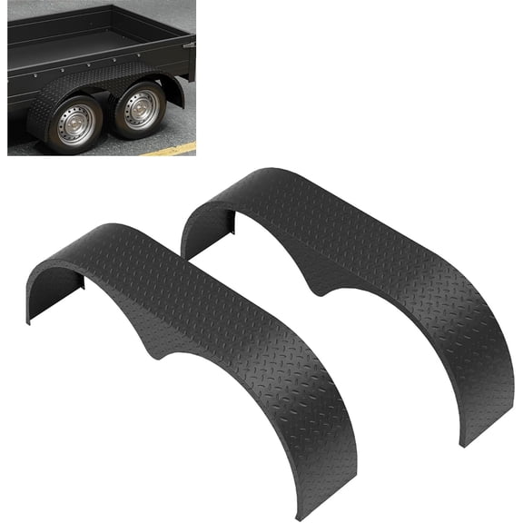 2 Pack Tandem Axle Trailer Fenders 66x9.1x20 In Heavy Duty 14 Gauge Steel Double Axle Trailer Fenders for 13-15 In Wheels Black
