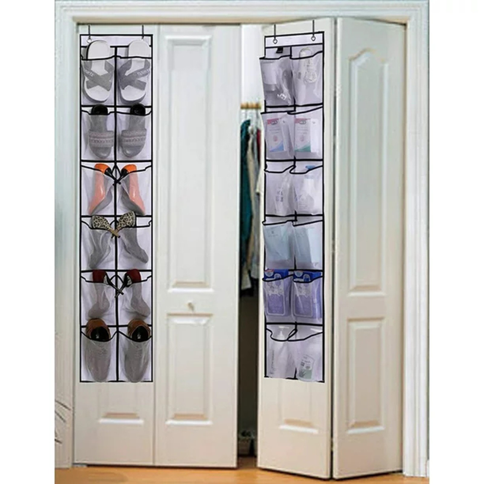 12 Mesh Pockets Over The Door Shoe Organizer Hanging Narrow Closet Door Shoe Rack For Pantry 9070