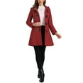thumbnail image 2 of INSPIRE CHIC Hooded Toggle Button Up Duffle Coat for Women's Winter Outwear S Dark Red, 2 of 6