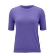 thumbnail image 4 of Purple Juniors Tops, Short Sleeve Lightweight Button Down Shirt Women, Polyester Athletic Tops, Women's Round Neck d Loose T Shirt With A Knit Bottom Top, 4 of 9