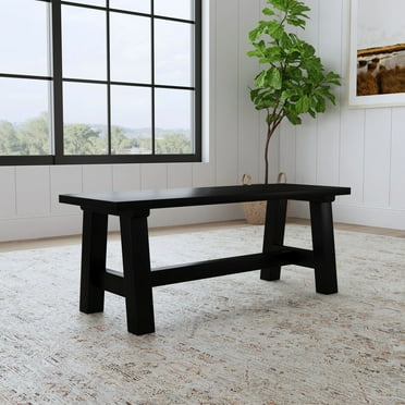 Homestyles Trestle 17.5" Farmhouse Wood Dining Bench in Black