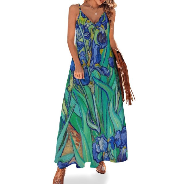Vestido sin mangas con flores azules, vestidos elegantes para mujer, venta de vestidos de verano para mujer 2024, vestidos largos para mujer, vestido de mujer