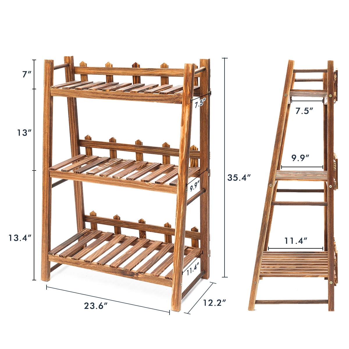 Free Standing Racks XGao 4 Tier 45 Foldable Ladder Shelf Indoor Flower Pot Stands Plant Stand Folding Display Shelves Patio Wood Planters Shelving Unit for Outdoor 