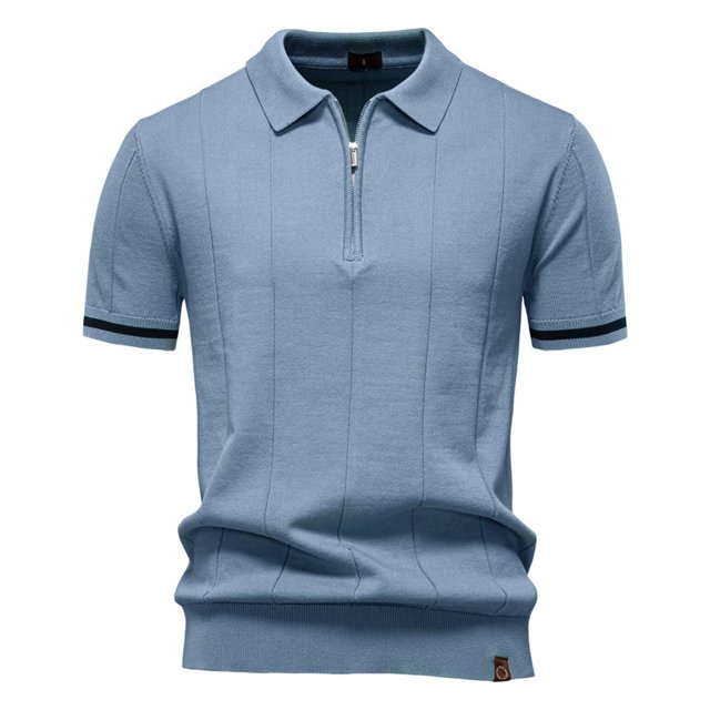 pstuiky Camisa de manga corta para hombre, Suéter informal de manga corta con cuello vuelto, cómodo y liso para hombre ropa de hombre l