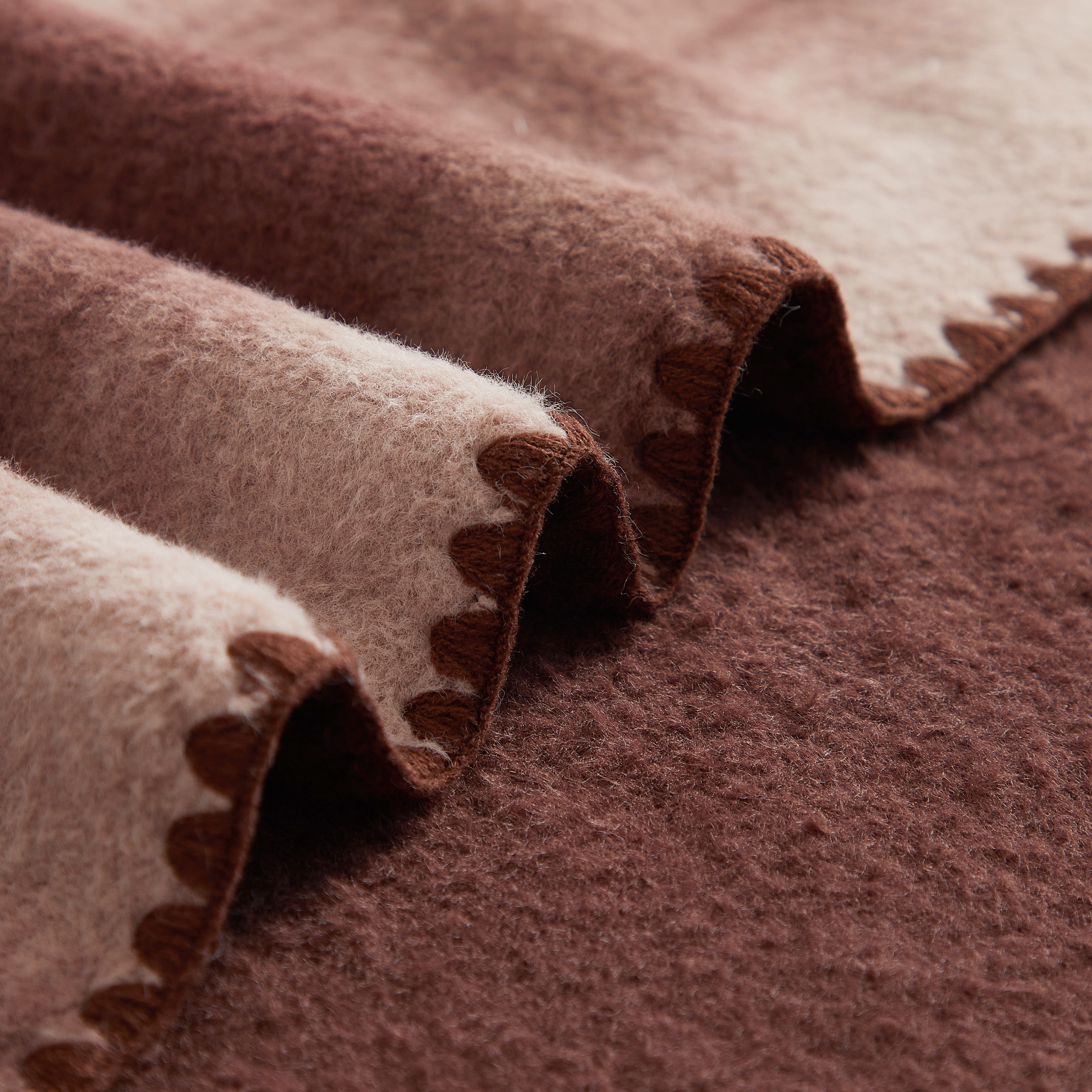 Dearfoams Reversible Faux Wool Oversized Couch Throw Blanket, Chocolate, 50 x 70 in