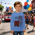 thumbnail image 2 of VNKIDY Boys Kids Patriotic Crew Neck Long Sleeve T Shirt With 250 Years 1776-2026 America Distressed Vertical Flag Print For Independence Day Wear Lightweight Top, 2 of 4
