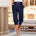 thumbnail image 2 of Womens Plus Size Capris Women's Casual Elastic Tie Waist Loose Long Pants With Pocket Capris, 2 of 6