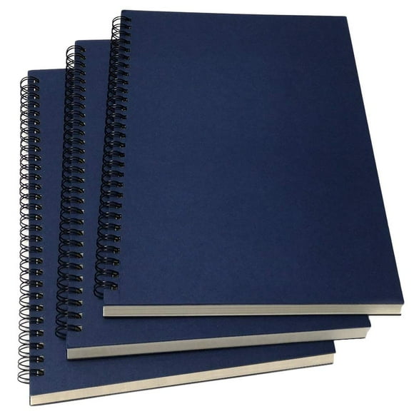 Yuree B5 Cuaderno En Espiral/Diario En Espiral Papel En Blanco Grueso Sin Rayas De 100 G/M² Y Cubierta De Papel Kraft Duro 65 Hojas (130 Páginas) Paquete De 3 10,5" X 7,2" Marrón/Azul/Gris