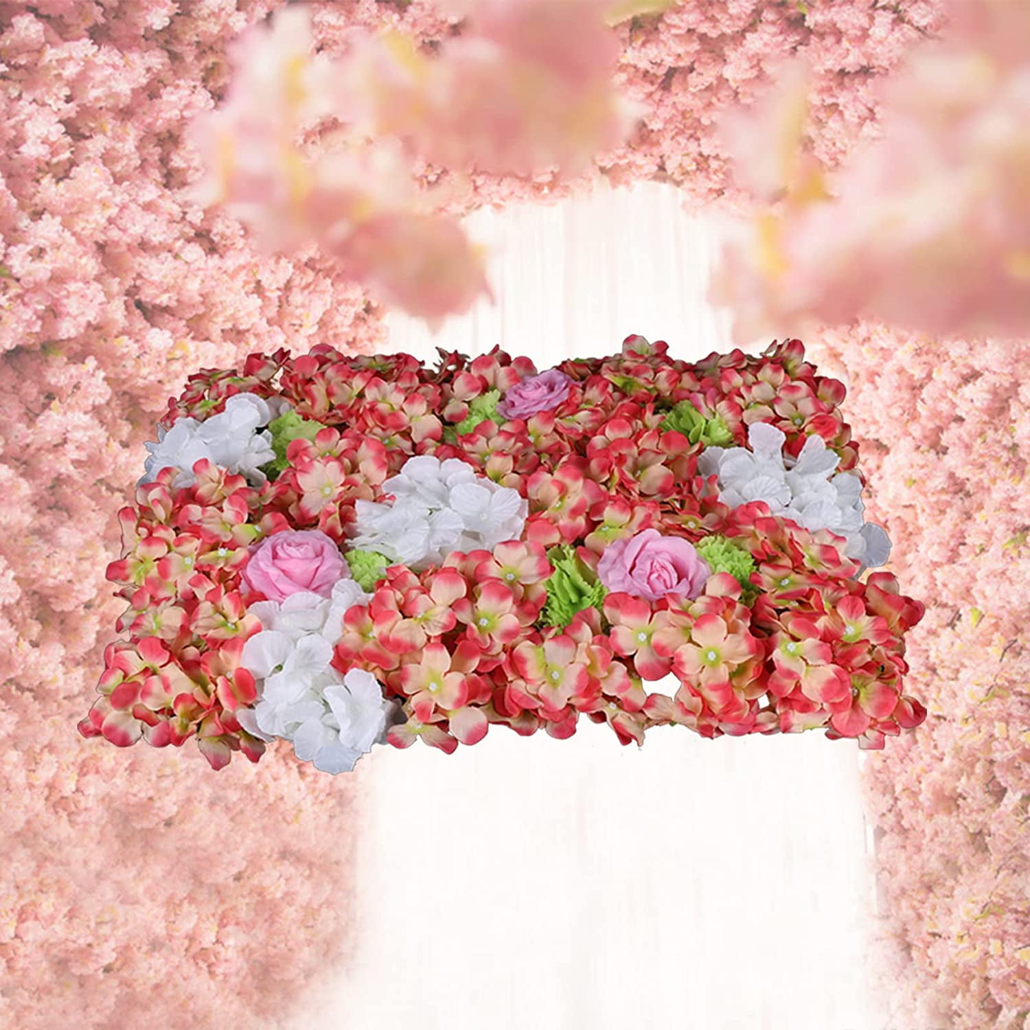 Miumaeov 6 PCS Artificial Flower Wall Panels, Flower Panel Backdrop