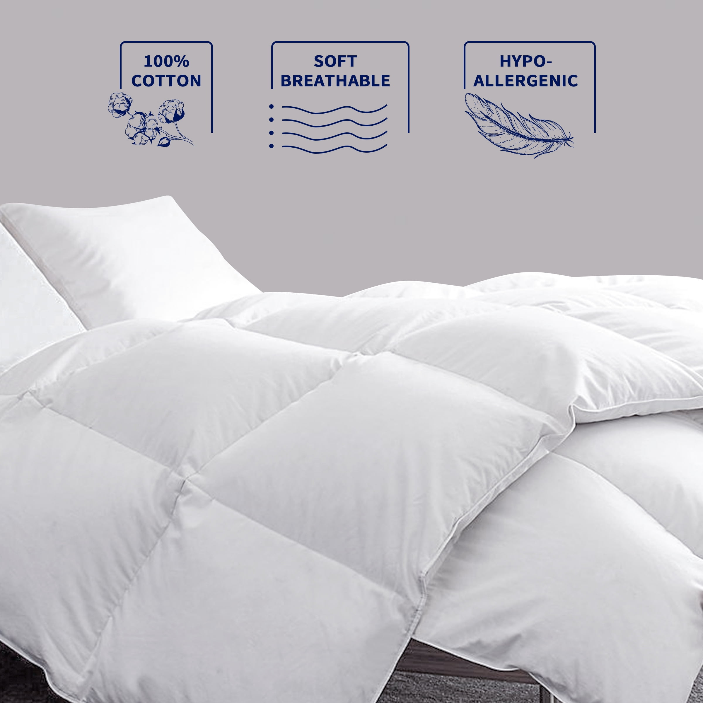 Subrtex White Goose Down Feather Duvet Insert, Full