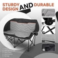 thumbnail image 6 of Double Camping Chair,2 Person Camping Chair Oversized Folding Loveseat,Heavy Duty Camping Couch & Outdoor Sofa with Cup Holders, Black, 6 of 8