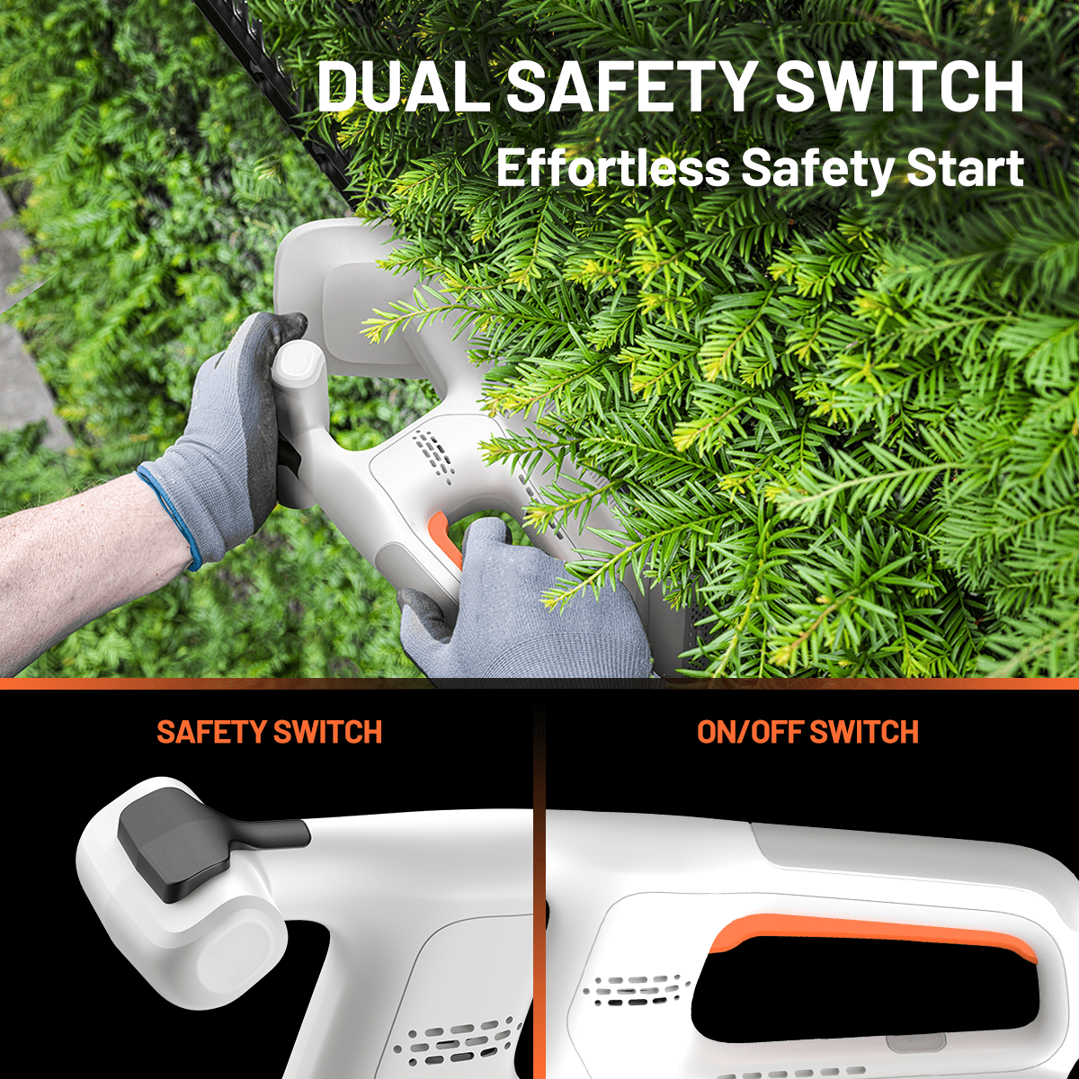Litheli 20V 16'' Cordless Hedge Trimmer, Lightweight, With 2.5Ah Portable Battery, for Bush & Shrub Cutting, Trimming, Pruning