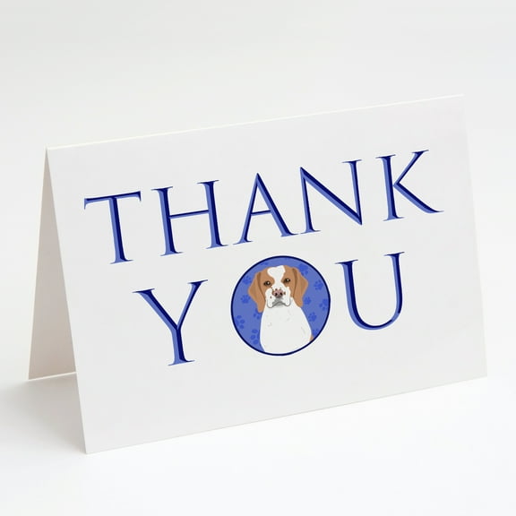 Beagle Red and White Red Ticked #1 Thank You Greeting Cards and Envelopes Pack of 8 7 in x 5 in