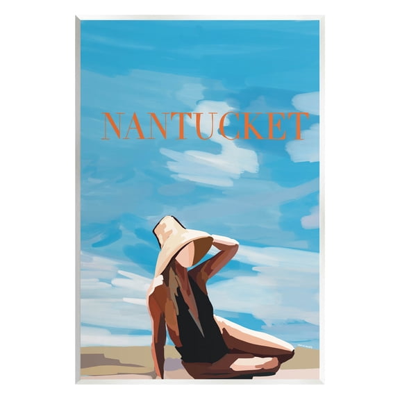 Stupell Industries Nantucket Summer Beach Girl Graphic Art Unframed Art Print Wall Art, Design by Amelia Noyes