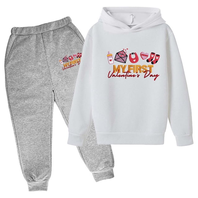Fshinging Children Clothes Set Valentine'S Day Plus Size Pullover Tops And Sweatpants 2 Piece Set Tenue Garçon Size 2-3 Years