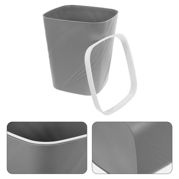 OUNONA Small Wastebasket Slim Trash Can Grey Plastic Office Workers Bathroom 1Pcs