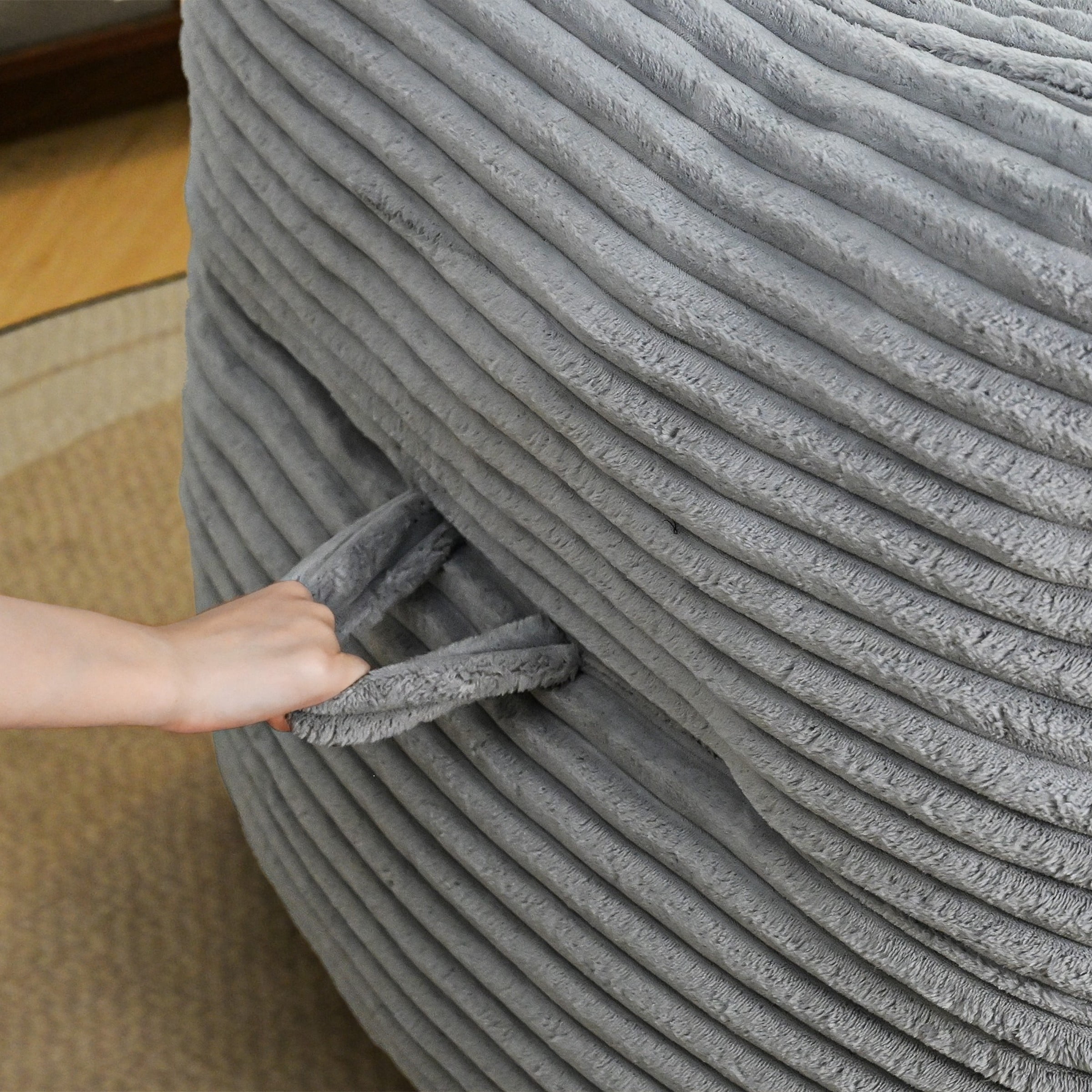 Oversized Bean Bag Chair for Adults with Armrests, Comfy Foam Lounge Sofa Chair for Living Room Bedroom Dorm, Light Gray