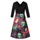 thumbnail image 1 of Vestido de verano para mujer, de manga larga, con cuello en V, estilo vintage, con estampado de empalme de Navidad, para fiestas Fridja  nbo3429, 1 of 4