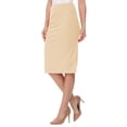 thumbnail image 2 of Women's Casual Elastic Band Stretch Office Work Solid Midi Skirt Made in USA, 2 of 5