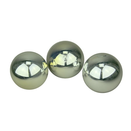 Set Of 4 B Quality Decorative Balls Metallic Silver Glass Spheres
