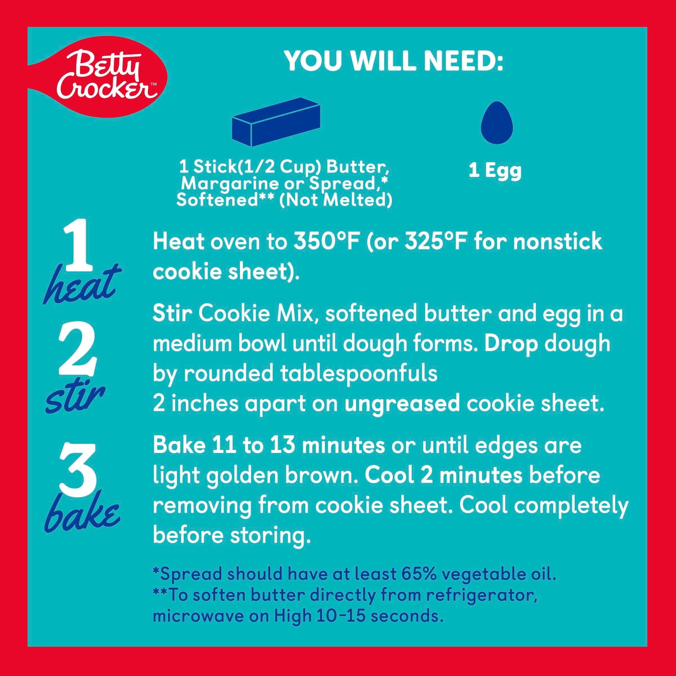 (3 pack) Betty Crocker Lower Sugar Chocolate Chip Cookie Mix, No Artificial Sweeteners, 13.1 oz