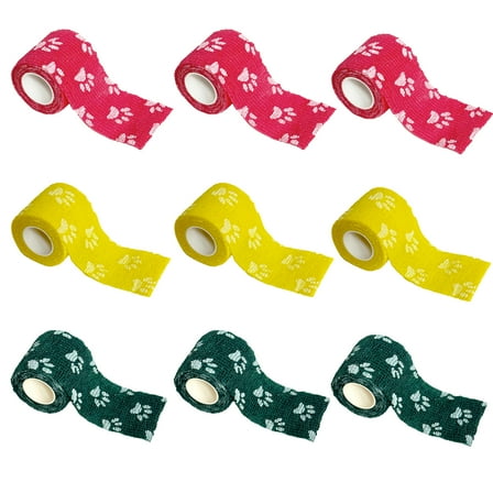 9 Pack 2 Inch x 5 Yards Self Adhesive Bandage Breathable Cohesive Bandage Wrap Rolls Elastic Self-Adherent Tape for Stretch Athletic, Sports, Wrist, Ankle，Style 18