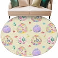 thumbnail image 2 of Easter Colorful Eggs Round Area Rug 5ft, Spring Flowers Leaves Country Plants Yellow Washable Non-Slip Circle Rugs for Bedroom Living Room Kitchen, Low Pile Carpet for Dining Room Playroom Nursery, 2 of 9