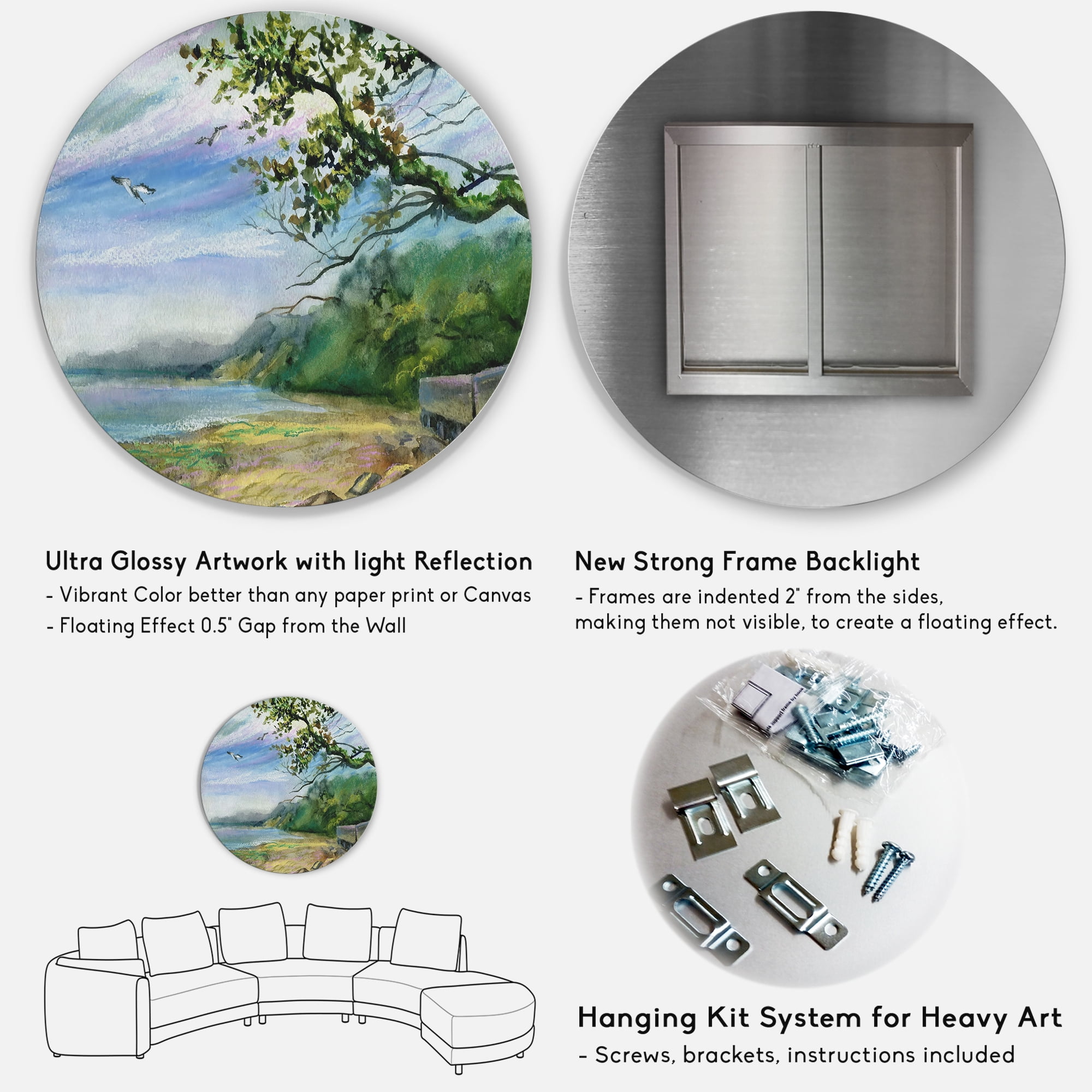 Designart 'Green Coast of The Baltic Sea' Nautical & Coastal Circle Metal Wall Art 23x23 - Disc of 23