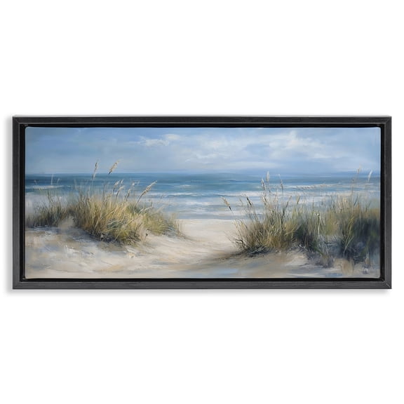 Stupell Industries Coastal Coastal Peace Dunes Black Floating Frame Canvas Art, 25 x 11, by LSR Design Studio