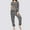 #017 Dark Gray, variant on Fleeced Fluffy Pajama Sets for Women, Crewneck Long Sleeves Shirt Long Pants with Pockets, Winter Casual Warm Pullover Sleepwear Sets, Daisy Loungewear for Women