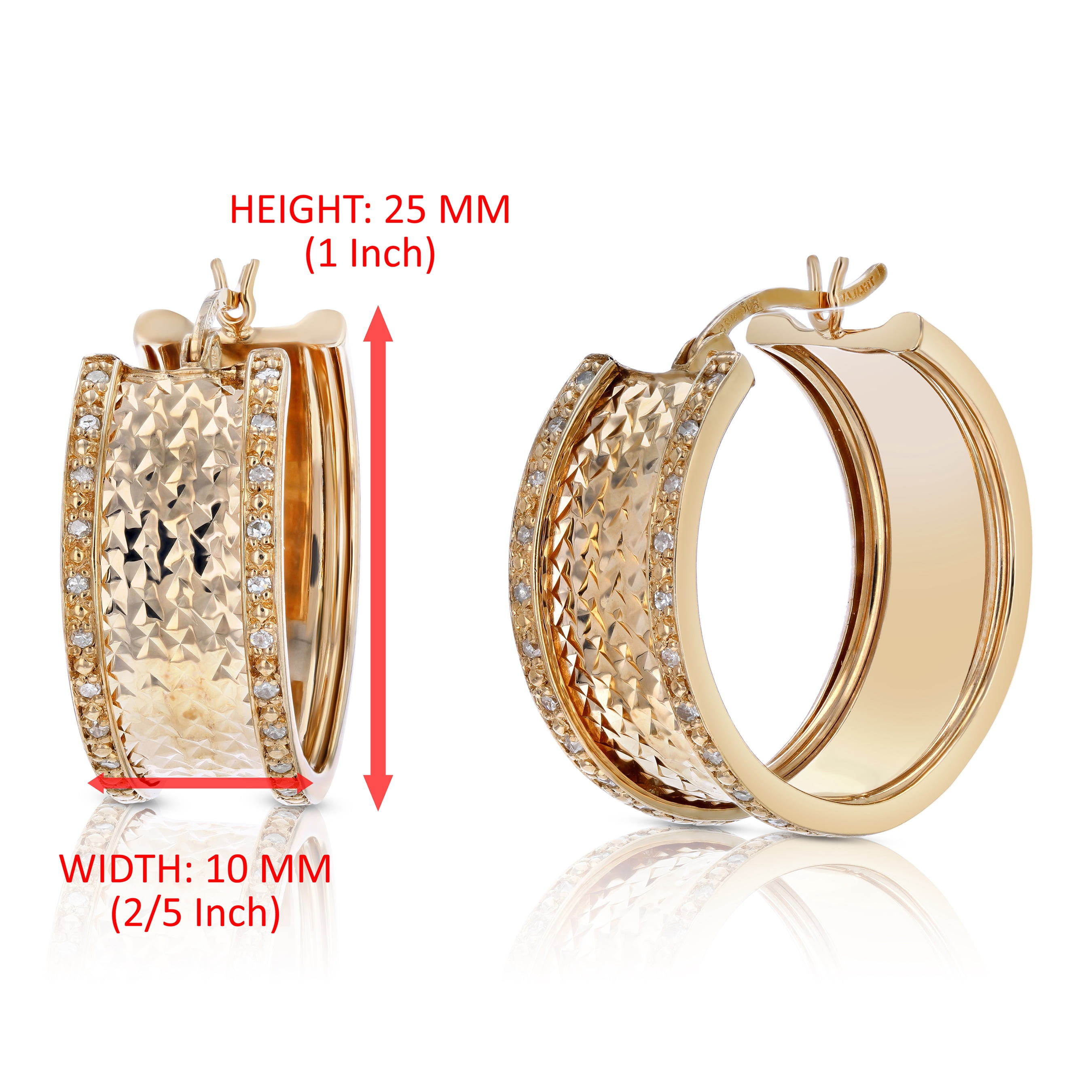 Vir Jewels 1/4 CTTW Diamond Hoop Earrings Rose Gold Plated over .925 Silver 1 Inch Design Female