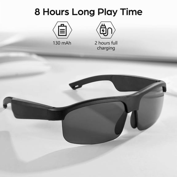 Smart Glasses , Unisex Smart Sunglasses with Bluetooth, Smart Touch Audio Glasses for Adult, Black