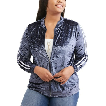 Junior Plus Crushed Velvet Bomber Jacket