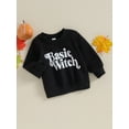 thumbnail image 3 of Liacowi Kids Baby Girl Sweatshirt Halloween Letter Print Long Sleeve Pullovers Autumn Tops for Toddler Cute Fall Clothes, 3 of 7