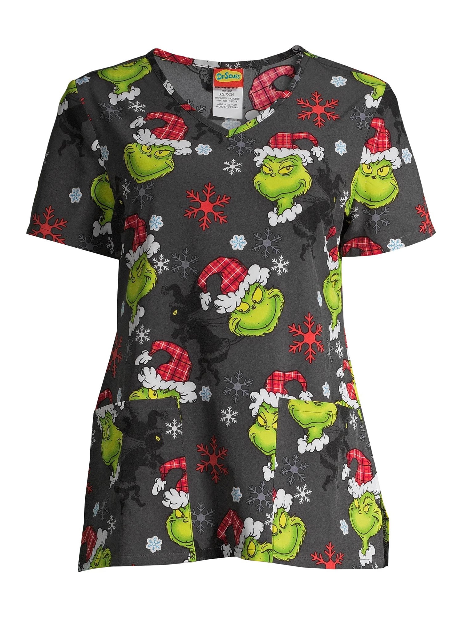 V-Neck Print Scrub Top 