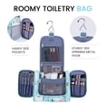 thumbnail image 3 of Large Hanging Travel Toiletry Bag Dopp Kit with Hook Cosmetic Makeup Organizer with Brush Holder Water-Resistant Bathroom for Women Men, Blue Flower, 3 of 8