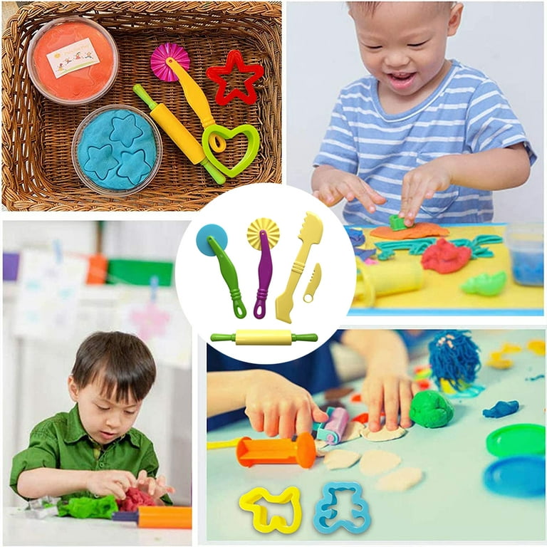Inxens Play Dough Kit Non-Toxic Play Dough Sets with ABS Plastic Rolling  Pins Cutters Accessories Bulk for Boys and Girls Kids Ages 4-8