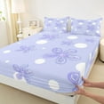 thumbnail image 3 of Feelyou Watercolor Flower Teens Twin Sheet Sets, Purple Blossoms Floral Twin Fitted Sheet, Kawaii Princess Cartoon Flat Sheet, Lightweight Room Decor, 3-Piece, 3 of 7