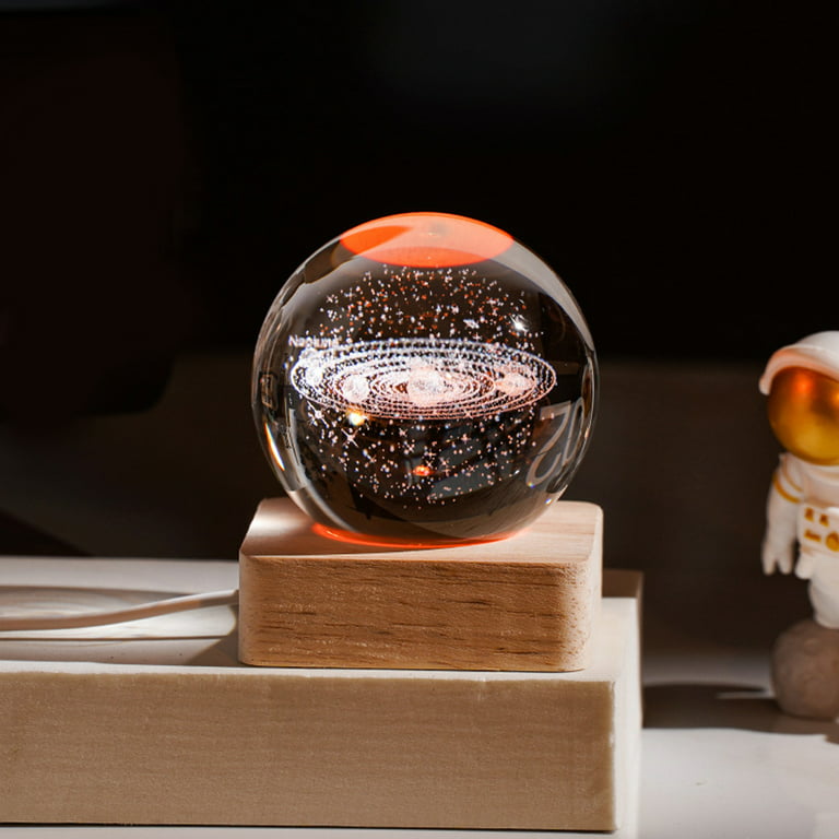 3D Crystal Ball Moon Planet Globe Table Lamp USB LED Night Light Home Decor  Gift